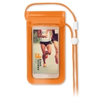 Waterproof PVC smartphone case with strap for the outdoors transparent orange colour second main view