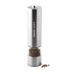 Electric salt or pepper mill, stainless steel, laser engraving matt silver colour main view