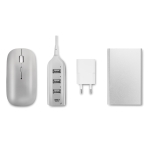 Set with mouse, hub, adapter and power bank, 4000 mAh white colour second view