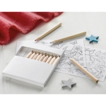 Set of 12 coloured pencils & 10 pictures as a promotional gift white colour ambient view