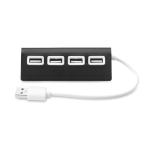 USB hub, aluminium with 4 x USB 2.0 ports, cable length 14.5 cm black colour third view