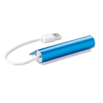 USB hub, aluminium with 4 x USB 2.0 ports, cable length 14.5 cm blue colour second view