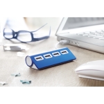 USB hub, aluminium with 4 x USB 2.0 ports, cable length 14.5 cm blue colour ambient view