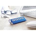 USB hub, aluminium with 4 x USB 2.0 ports, cable length 14.5 cm blue colour second ambient view