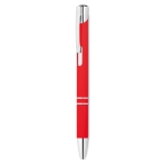 Metal ballpoint pen with rubberized surface and blue ink red colour second view