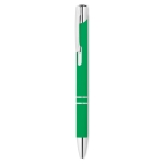 Metal ballpoint pen with rubberized surface and blue ink green colour second view