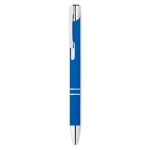 Metal ballpoint pen with rubberized surface and blue ink royal blue colour second view