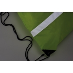 Polyester drawstring bag with reflective stripe neon green colour third view