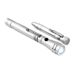 Gift set with branded flashlight and screwdriver pen silver colour