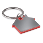 Keyring in the shape of a house for estate agents red colour