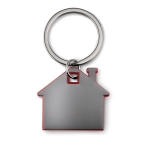 Keyring in the shape of a house for estate agents red colour second view