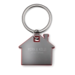 Keyring in the shape of a house for estate agents red colour second main view