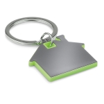 Keyring in the shape of a house for estate agents lime colour