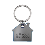 Keyring in the shape of a house for estate agents view with print area