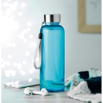 Reusable plastic bottle, BPA Free, 500 ml transparent blue colour ambient view