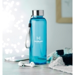 Reusable plastic bottle, BPA Free, 500 ml transparent blue colour main ambient view