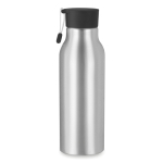 Aluminium bottle with engraving and silicone loop, 500 ml black colour