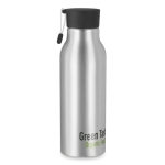 Aluminium bottle with engraving and silicone loop, 500 ml black colour main view