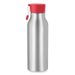 Aluminium bottle with engraving and silicone loop, 500 ml red colour