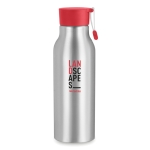 Aluminium bottle with engraving and silicone loop, 500 ml red colour main view