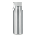 Aluminium bottle with engraving and silicone loop, 500 ml grey colour