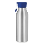 Aluminium bottle with engraving and silicone loop, 500 ml royal blue colour