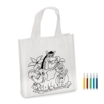 Colouring bag with felt-tip pens. A creative gift for kids white colour