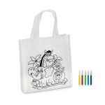 Colouring bag with felt-tip pens. A creative gift for kids white colour view with print area