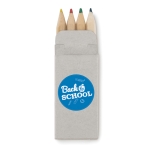 Box of 4 coloured pencils as a promotional gift for kids beige colour second main view