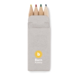 Box of 4 coloured pencils as a promotional gift for kids beige colour