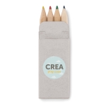 Box of 4 coloured pencils as a promotional gift for kids beige colour second main view