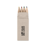 Box of 4 coloured pencils as a promotional gift for kids beige colour view with print area