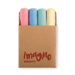 Box of 4 coloured crayons for children in a gift box beige colour third main view