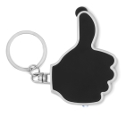 Keyring with thumb-up touch pointer and LED flashlight black colour