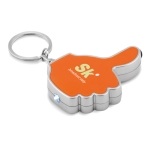 Keyring with thumb-up touch pointer and LED flashlight orange colour third main view