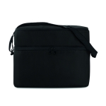 Cooler bag, polyester, with 2 zip compartments, shoulder strap black colour