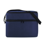 Cooler bag, polyester, with 2 zip compartments, shoulder strap blue colour second view