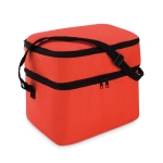 Cooler bag, polyester, with 2 zip compartments, shoulder strap red colour