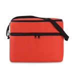 Cooler bag, polyester, with 2 zip compartments, shoulder strap red colour second view