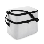 Cooler bag, polyester, with 2 zip compartments, shoulder strap white colour