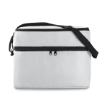 Cooler bag, polyester, with 2 zip compartments, shoulder strap white colour second view