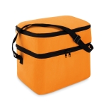 Cooler bag, polyester, with 2 zip compartments, shoulder strap orange colour