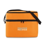 Cooler bag, polyester, with 2 zip compartments, shoulder strap orange colour second main view