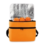 Cooler bag, polyester, with 2 zip compartments, shoulder strap orange colour third view