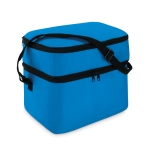 Cooler bag, polyester, with 2 zip compartments, shoulder strap royal blue colour