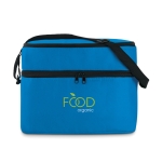 Cooler bag, polyester, with 2 zip compartments, shoulder strap royal blue colour second main view