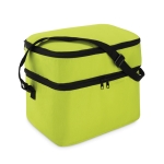 Cooler bag, polyester, with 2 zip compartments, shoulder strap lime colour