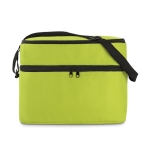 Cooler bag, polyester, with 2 zip compartments, shoulder strap lime colour second view