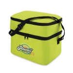 Cooler bag, polyester, with 2 zip compartments, shoulder strap lime colour third main view