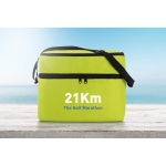 Cooler bag, polyester, with 2 zip compartments, shoulder strap lime colour second ambient view 2